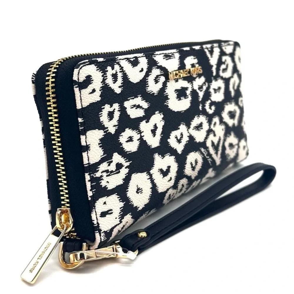 Michael Kors Large Continental Wallet Wristlet Black Multi - Picture 3 of 9